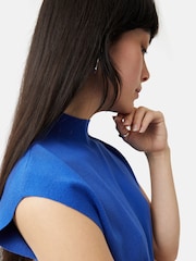 Jigsaw Blue Silk Cotton Cap Sleeve Top - Image 3 of 5