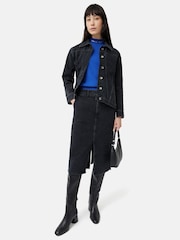 Jigsaw Blue Silk Cotton Cap Sleeve Top - Image 4 of 5