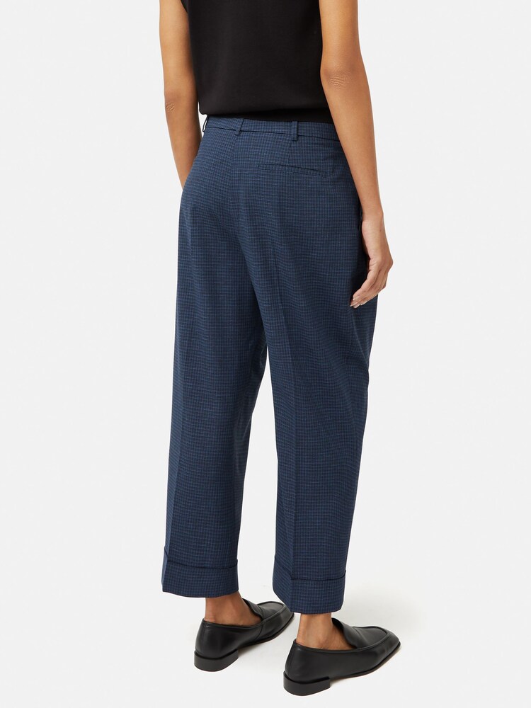Jigsaw Blue Pleated Crop Turn Up Trousers - Image 2 of 6