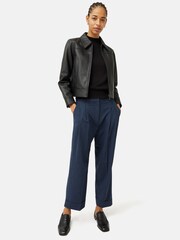 Jigsaw Blue Pleated Crop Turn Up Trousers - Image 4 of 6