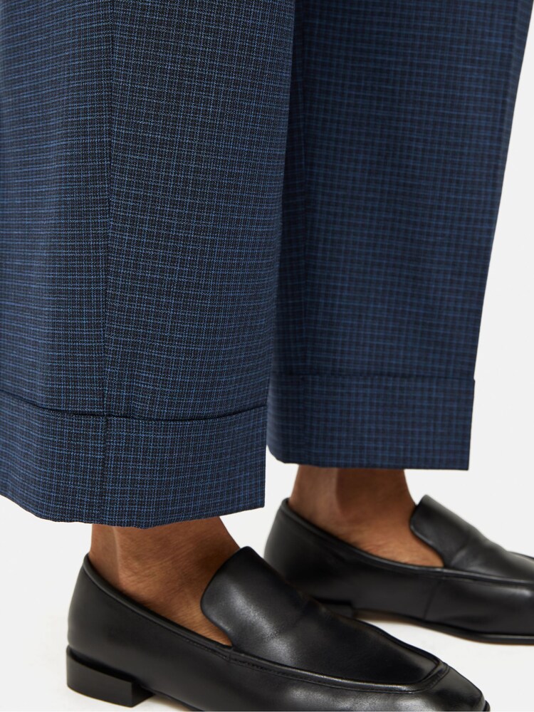 Jigsaw Blue Pleated Crop Turn Up Trousers - Image 6 of 6