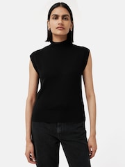 Jigsaw Black Silk Cotton Cap Sleeve Top - Image 1 of 6