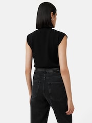 Jigsaw Black Silk Cotton Cap Sleeve Top - Image 2 of 6