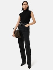 Jigsaw Black Silk Cotton Cap Sleeve Top - Image 3 of 6