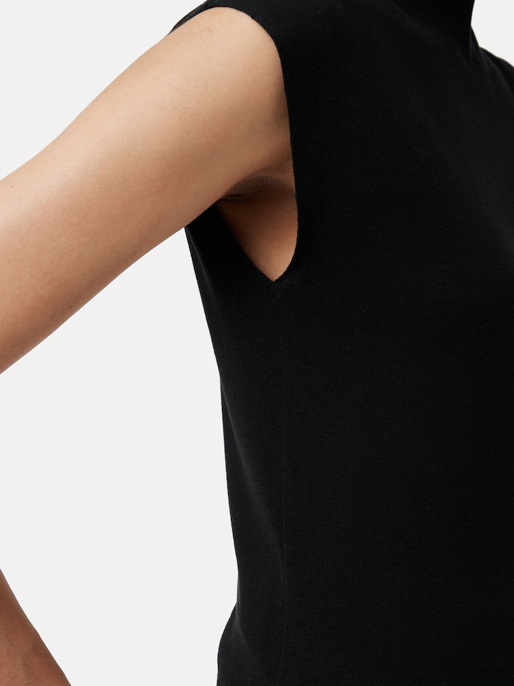Jigsaw Black Silk Cotton Cap Sleeve Top - Image 6 of 6