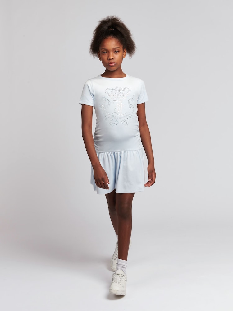Juicy Couture Girls Blue Diamante Crown Dress - Image 2 of 7 Juicy Couture Girls Blue Diamante Crown Dress - Image 2 of 7