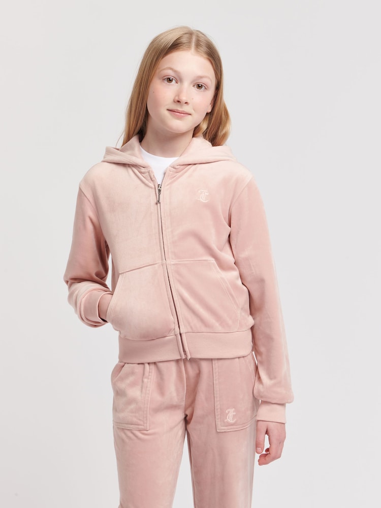 Juicy Couture Девочки с тональным велюром на молнии через худи - Изображение 1 из 7