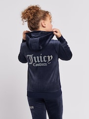 Juicy Couture Light Blue Diamanté Zip Through Hoodie - Image 2 of 8