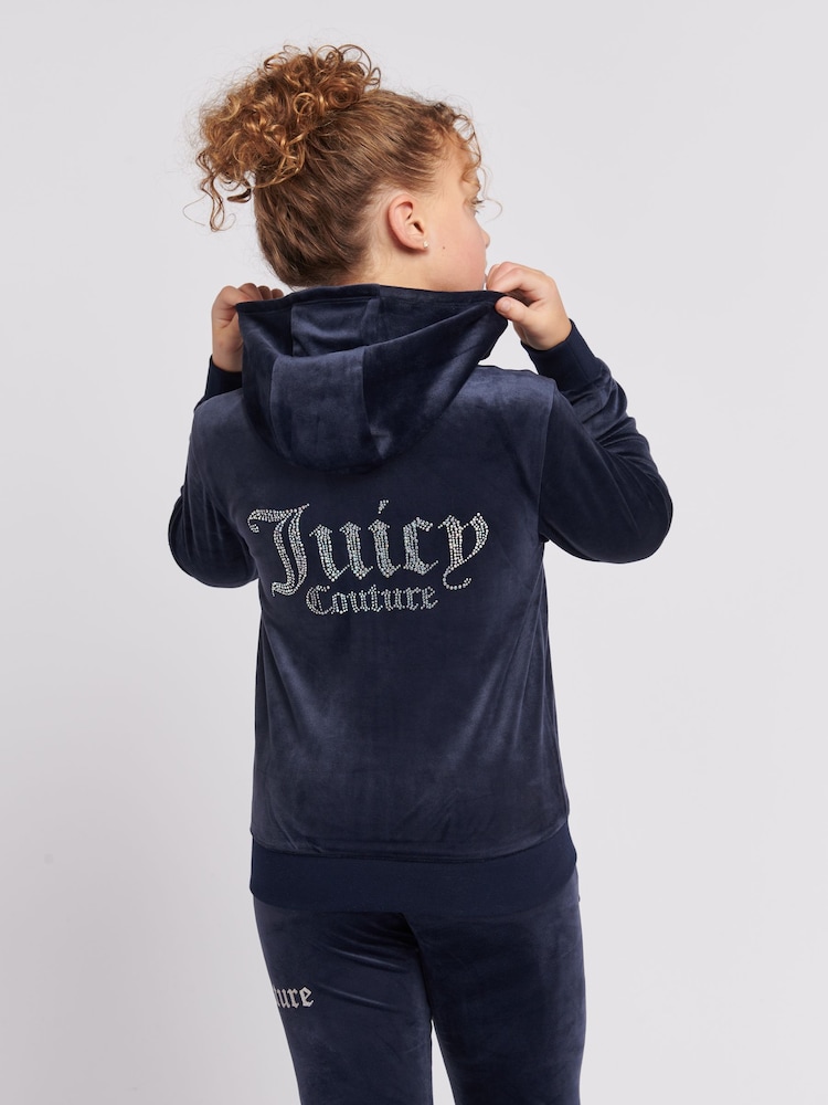 Juicy Couture Light Blue Diamanté Zip Through Hoodie - Image 2 of 8