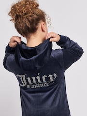 Juicy Couture Light Blue Diamanté Zip Through Hoodie - Image 5 of 8