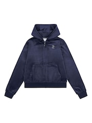 Juicy Couture Light Blue Diamanté Zip Through Hoodie - Image 6 of 8