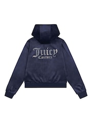 Juicy Couture Light Blue Diamanté Zip Through Hoodie - Image 7 of 8