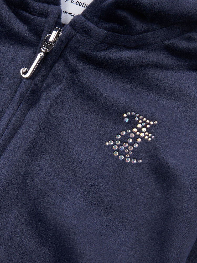 Juicy Couture Light Blue Diamanté Zip Through Hoodie - Image 8 of 8