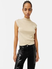 Jigsaw Cream Silk Cotton Cap Sleeve Top - Image 1 of 5