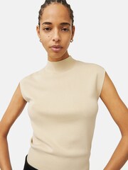 Jigsaw Cream Silk Cotton Cap Sleeve Top - Image 2 of 5