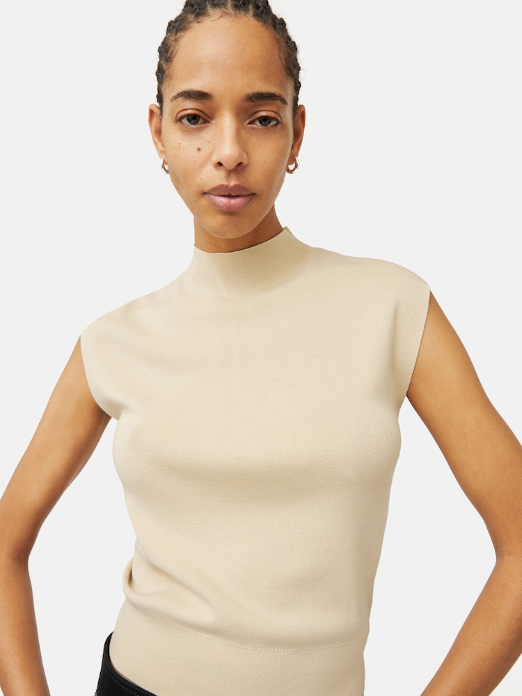 Jigsaw Cream Silk Cotton Cap Sleeve Top - Image 2 of 5