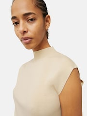 Jigsaw Cream Silk Cotton Cap Sleeve Top - Image 4 of 5