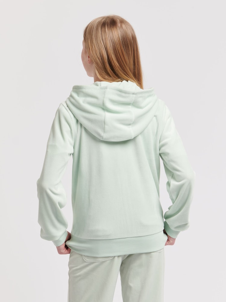 Juicy Couture Sky Blue Girls Tonal Velour Zip Through Hoodie - Image 2 of 5 Juicy Couture Sky Blue Girls Tonal Velour Zip Through Hoodie - Image 2 of 5