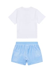 Juicy Couture Blue Girls 100% Cotton Diamond T-Shirt and Shorts Set - Image 6 of 10