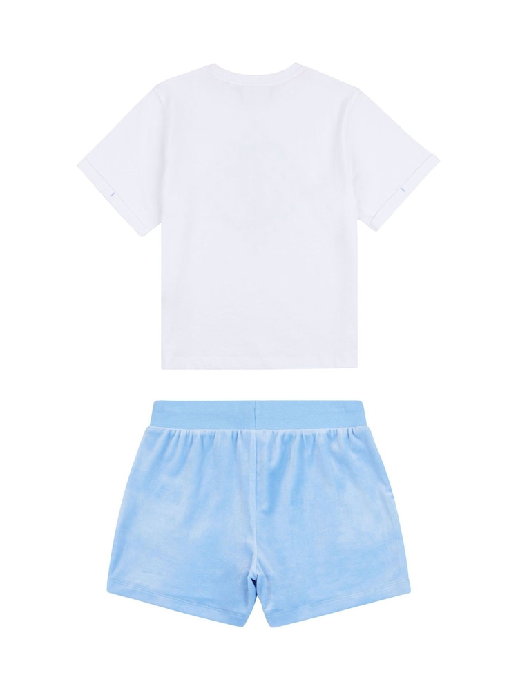 Juicy Couture Blue Girls 100% Cotton Diamond T-Shirt and Shorts Set - Image 6 of 10