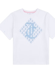 Juicy Couture Blue Girls 100% Cotton Diamond T-Shirt and Shorts Set - Image 7 of 10
