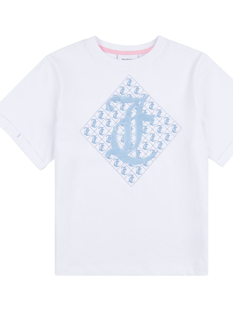 Juicy Couture Blue Girls 100% Cotton Diamond T-Shirt and Shorts Set - Image 7 of 10