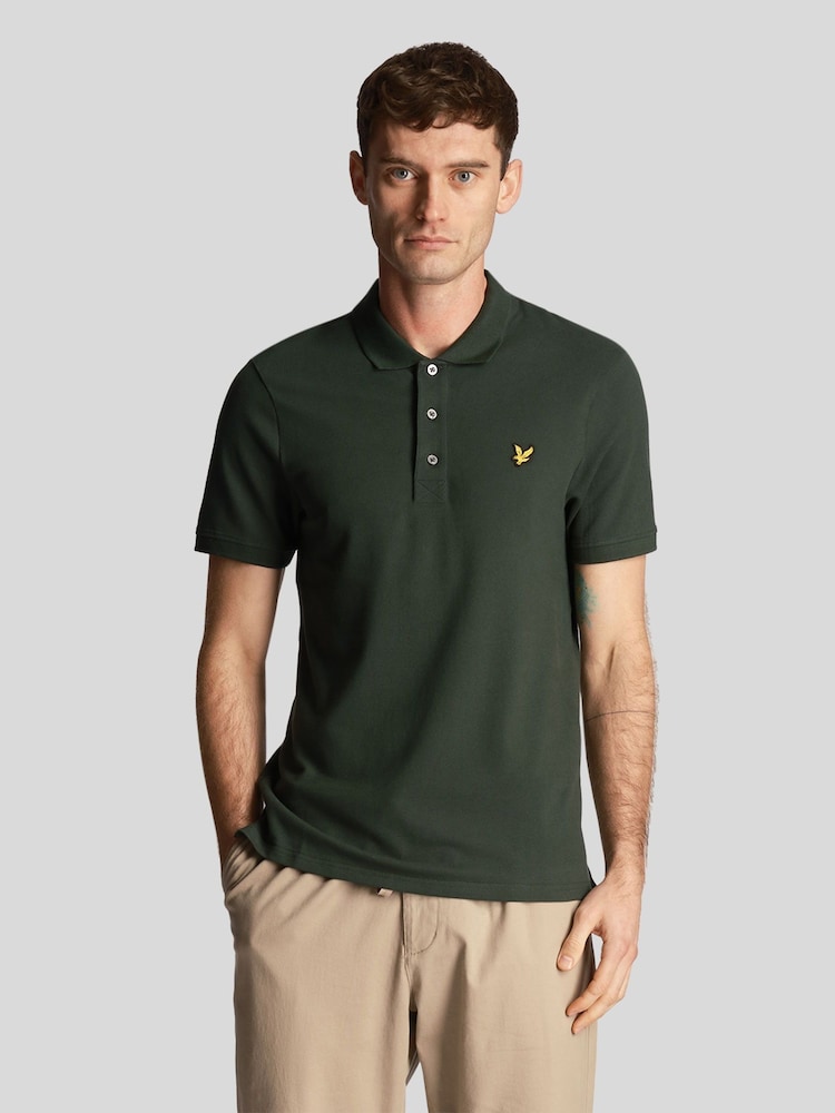 Lyle & Scott Khaki Green Plain Polo Shirt - Image 3 of 5