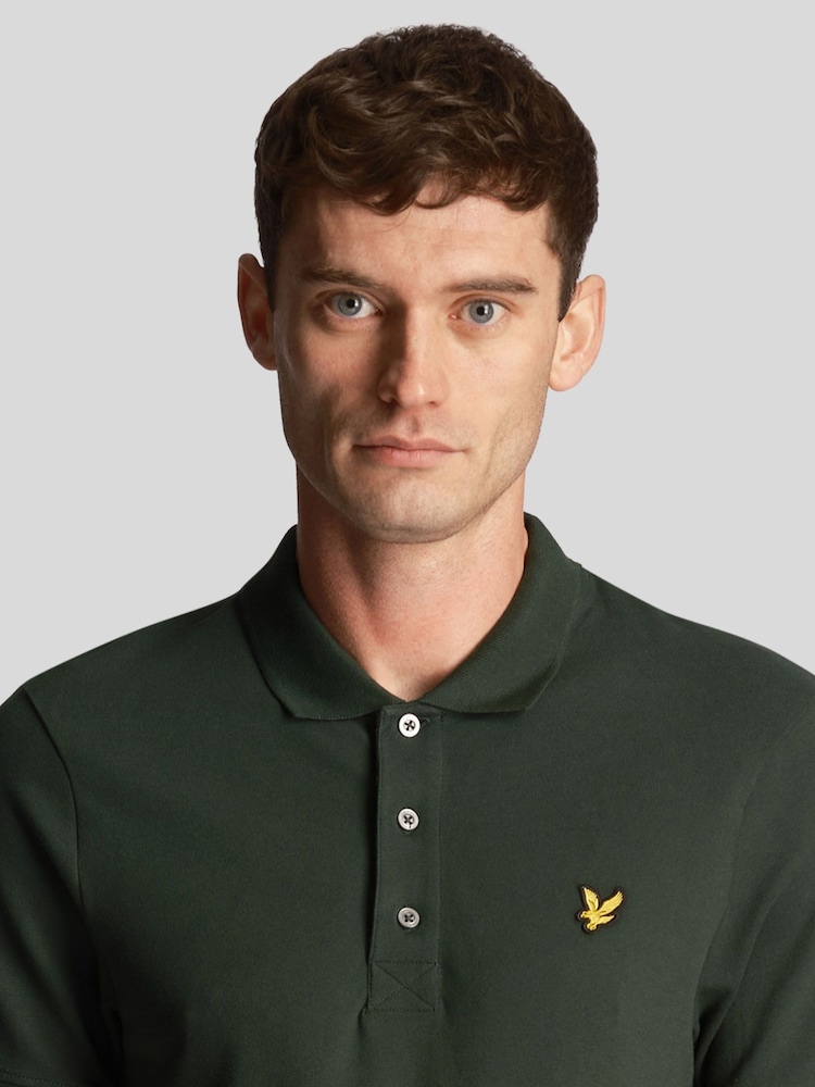 Lyle & Scott Khaki Green Plain Polo Shirt - Image 4 of 5