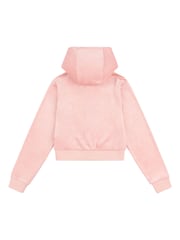 Juicy Couture Pink Juicy Couture Girls Tonal Velour Zip Through Hoodie - Image 6 of 7