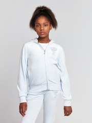 Juicy Couture Blue Girls Diamanté Crown Zip Through Hoodie - Image 1 of 8