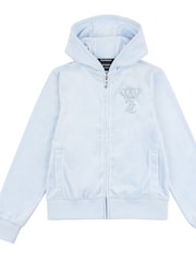 Juicy Couture Blue Girls Diamanté Crown Zip Through Hoodie - Image 6 of 8