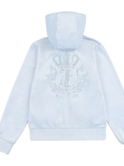 Juicy Couture Blue Girls Diamanté Crown Zip Through Hoodie - Image 7 of 8