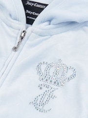 Juicy Couture Blue Girls Diamanté Crown Zip Through Hoodie - Image 8 of 8