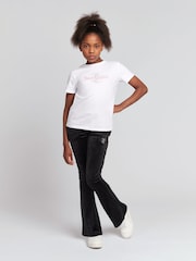 Juicy Couture Black Girls Diamanté Bootcut Joggers - Image 2 of 7