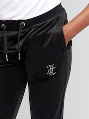 Juicy Couture Black Girls Diamanté Bootcut Joggers - Image 4 of 7