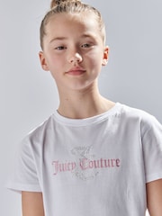 Juicy Couture White Girls Classic Fit 100% Cotton Diamanté T-Shirt - Image 3 of 7