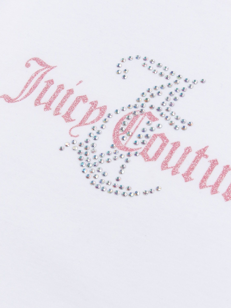 Juicy Couture White Girls Classic Fit 100% Cotton Diamanté T-Shirt - Image 7 of 7