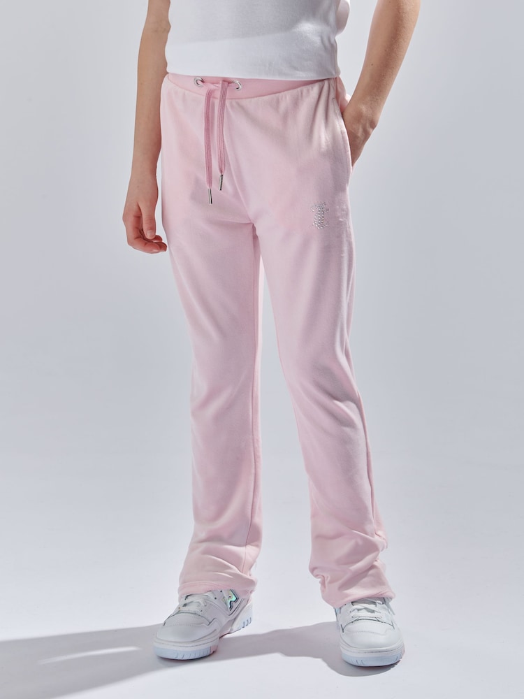 Juicy Couture Light Pink Girls Diamanté Bootcut Joggers - Image 1 of 7
