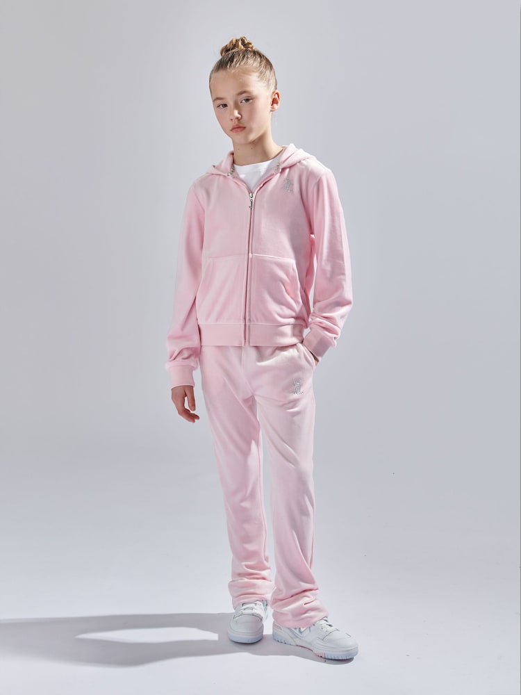 Juicy Couture Light Pink Girls Diamanté Bootcut Joggers - Image 2 of 7
