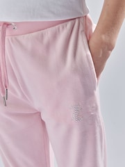 Juicy Couture Light Pink Girls Diamanté Bootcut Joggers - Image 3 of 7