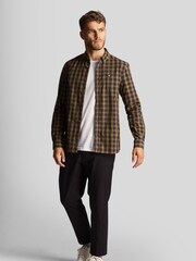 Lyle & Scott Green 100% Cotton Check Poplin Shirt - Image 3 of 4