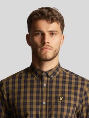 Lyle & Scott Green 100% Cotton Check Poplin Shirt - Image 4 of 4