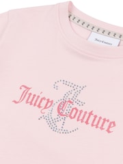 Juicy Couture Light Pink Girls Classic Fit 100% Cotton Diamanté T-Shirt - Image 7 of 7