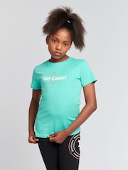 أزرق داكن أزرق - Juicy Couture Girls Classic Fit 100% Cotton Diamanté T-Shirt - صورة 1 من 7
