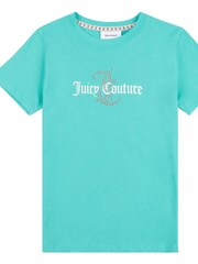 أزرق داكن أزرق - Juicy Couture Girls Classic Fit 100% Cotton Diamanté T-Shirt - صورة 5 من 7