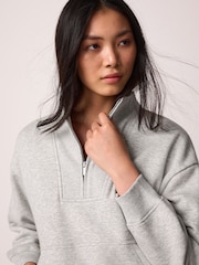 Grey Graphic Mod Zip Neck Sweat Top - Image 2 of 5