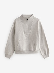 Grey Graphic Mod Zip Neck Sweat Top - Image 4 of 5