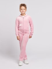 Juicy Couture Light Pink Girls Tonal Velour Zip Up Hoodie - Image 1 of 7