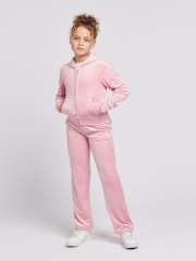 Juicy Couture Light Pink Girls Tonal Velour Zip Up Hoodie - Image 4 of 7