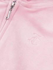Juicy Couture Light Pink Girls Tonal Velour Zip Up Hoodie - Image 7 of 7
